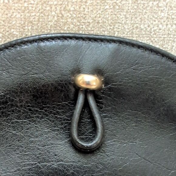 Elegant Vintage Rosenfeld Black Leather Shoulder Bag Gold Chain Link Strap - Picture 6 of 9